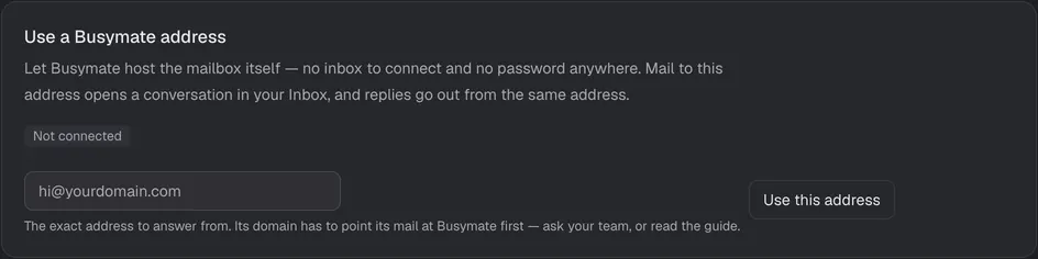 The Email setup card in the Console.