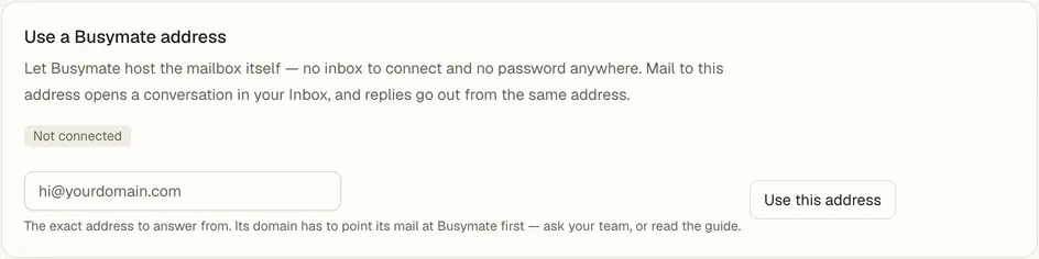 The Email setup card in the Console.